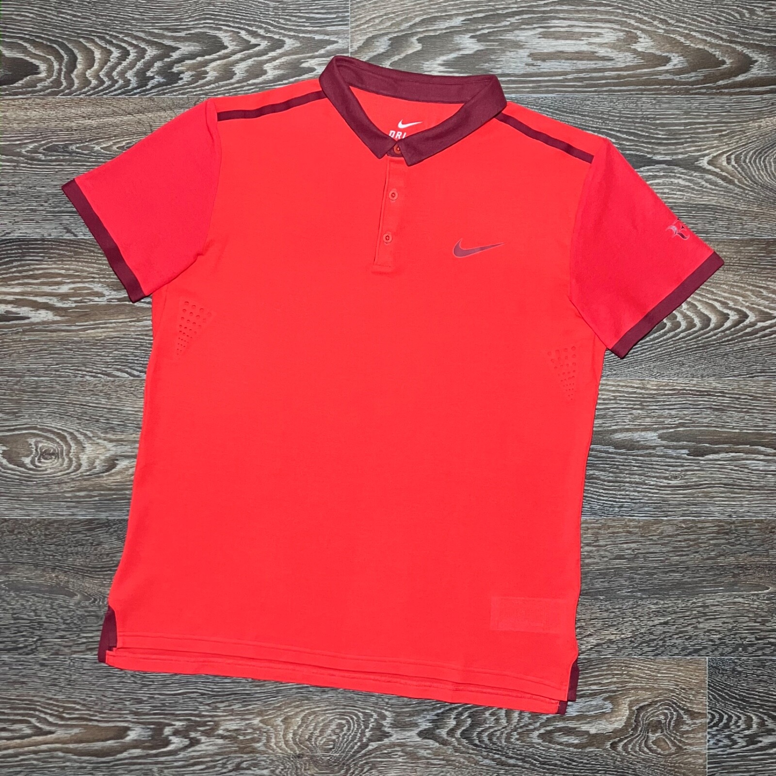 ROGER FEDERER RF 2014 Shanghai Basel ATP Finals Nike Tennis Polo Shirt size L gallery