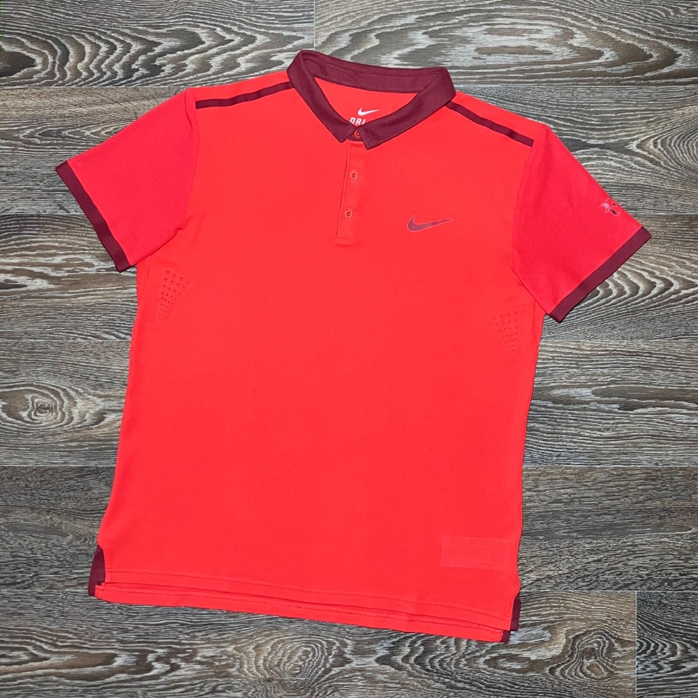 ROGER FEDERER RF 2014 Shanghai Basel ATP Finals Nike Tennis Polo Shirt size L