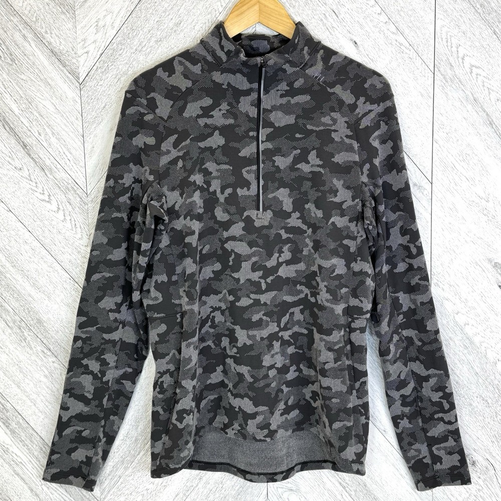 Lululemon Surge Warm Half Zip Pullover Shirt Mens Size XL Camo Gray Black