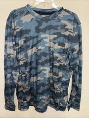 Magellan Outdoors Blue and Gray Camo Long Sleeve Top Size Large