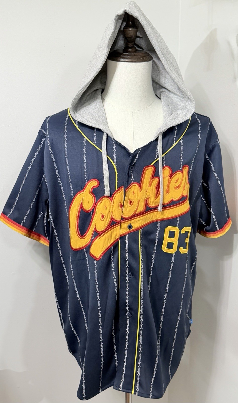 NEW Cookies Hooded Baseball Jersey Men's Size 2XL Blue Yellow NWOT gallery