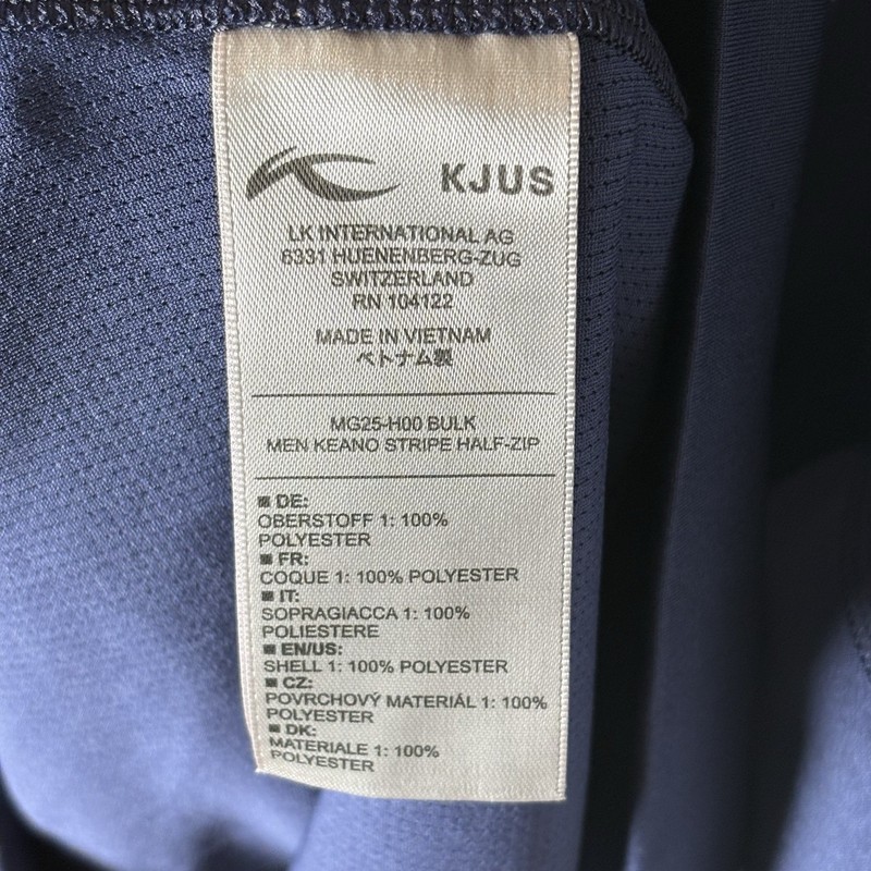 Kjus Keano Half-Zip Pullover Navy Stripe Men's 50 Medium M Performance Logo gallery
