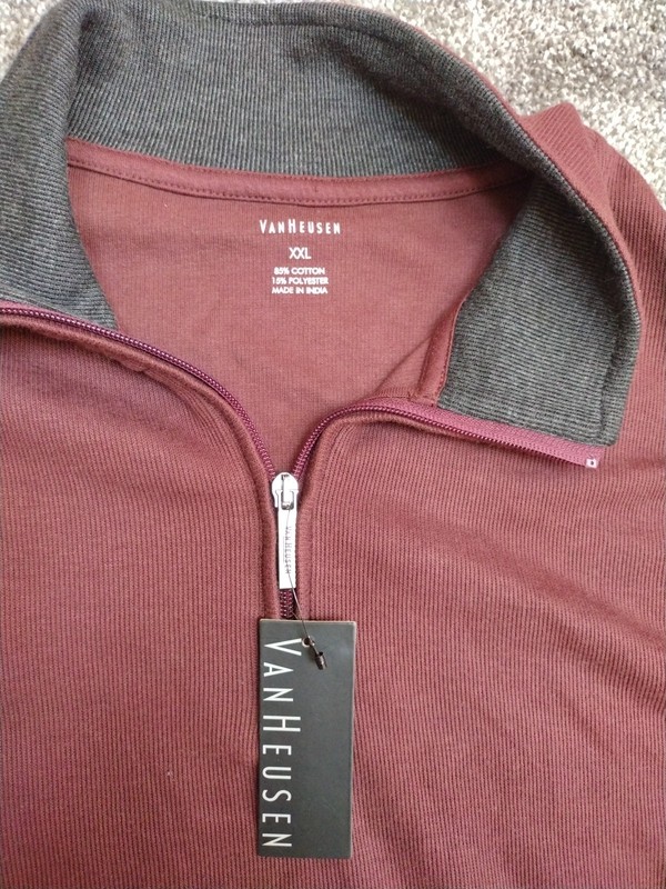 Van Heusen Mens Quarter Zip Pullover Red Pinot Noir Size XXL NWT Stretch NEW gallery