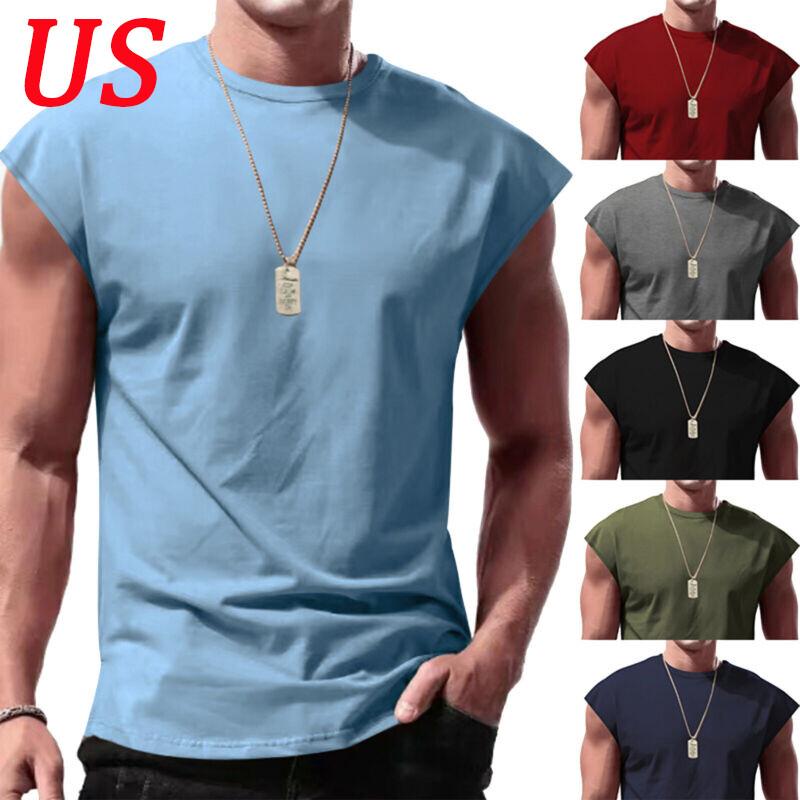 Mens Workout Tank Tops Bodybuilding Shirts Sleeveless Athletic Muscle T-shirt gallery
