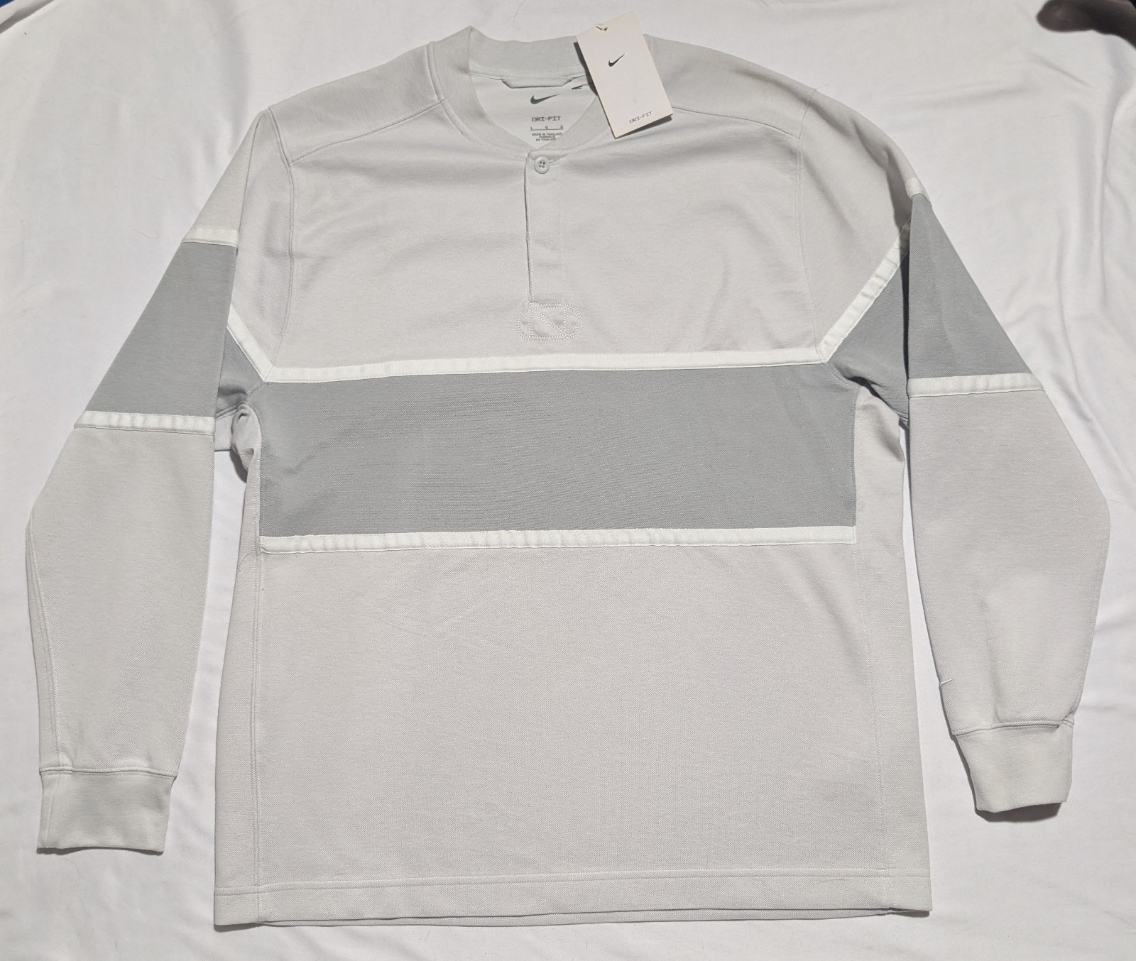 New L Nike Dri-Fit Long Sleeve Golf Pullover Gray Stripe Shirt DH1266-025 Men gallery