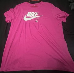 Nike Men’s XXL Pink/White Logo Crew Neck Short Sleeve Cotton Jersey T-Shirt