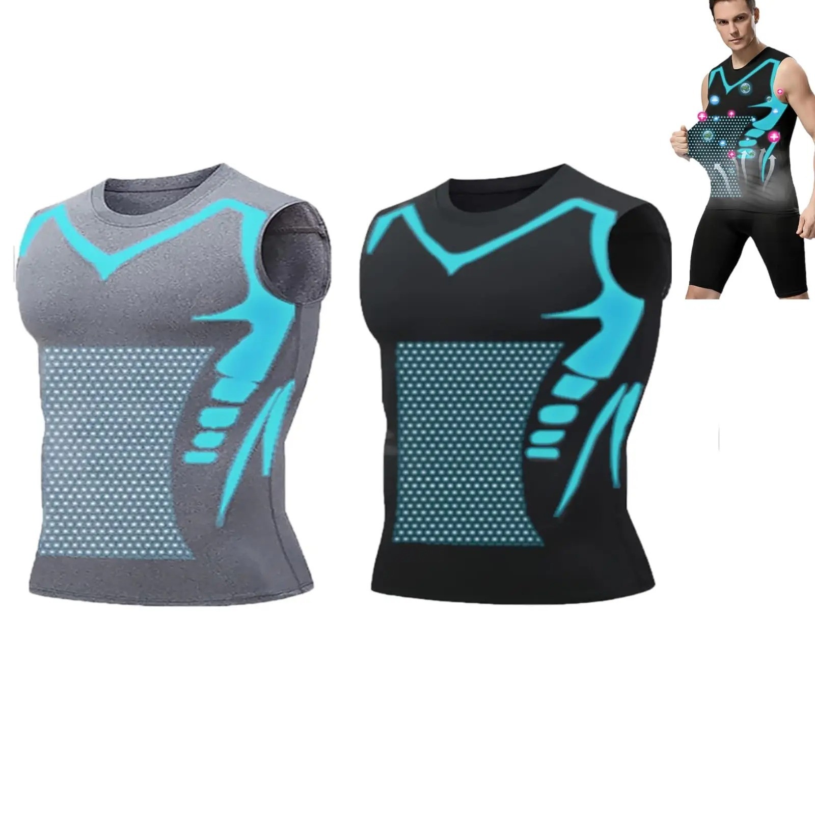 Men Compression Shirt Version Ionic Shaping Sleeveless Vest Sport Tank Top S-2XL gallery