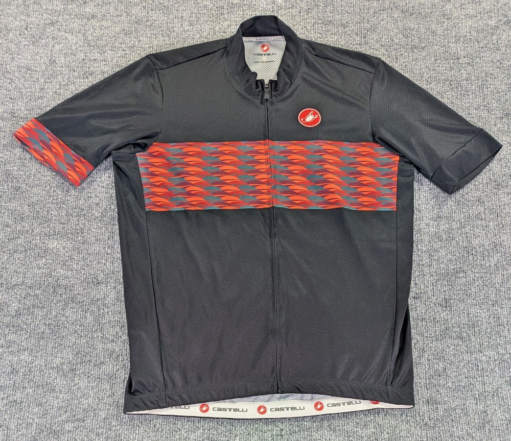 Castelli Competizione Short Sleeve Cycling Jersey Men's Size XL Black Geometric