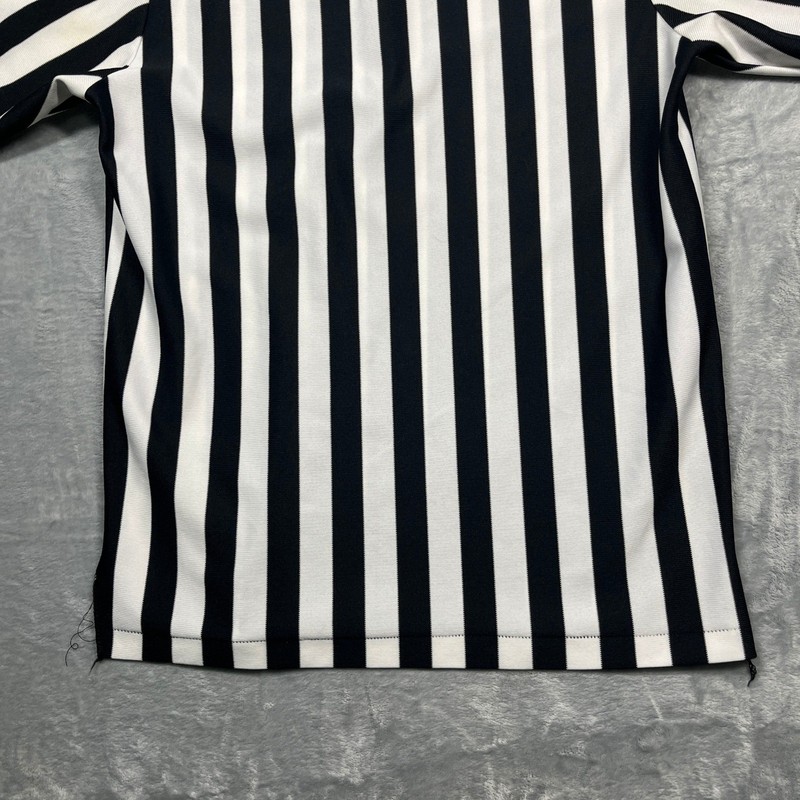 Cliff Keen Referee Jersey Men Large Black White Striped Quarter Zip Short Sleeve gallery