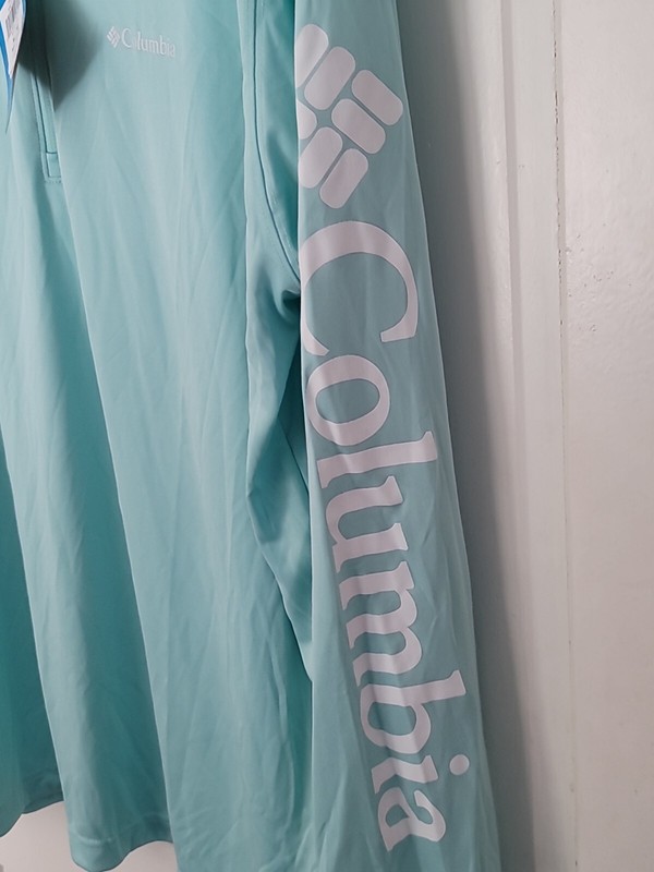 Columbia Mens Rapid Creek 1/4 Zip Omni Shade Shirt, Bright Aqua, XL gallery