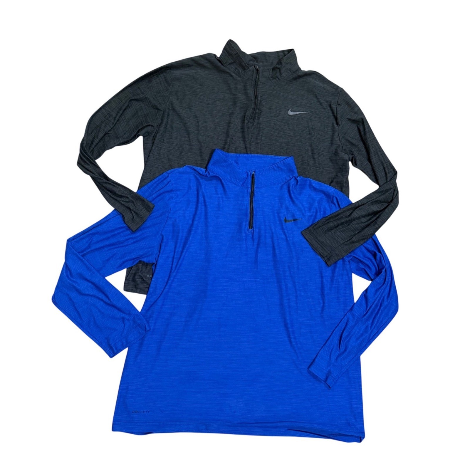 Nike Mens Dri-FIT 1/4 Zip Pullover Lot of 2 Blue Charcoal Grey XL Training Tops gallery
