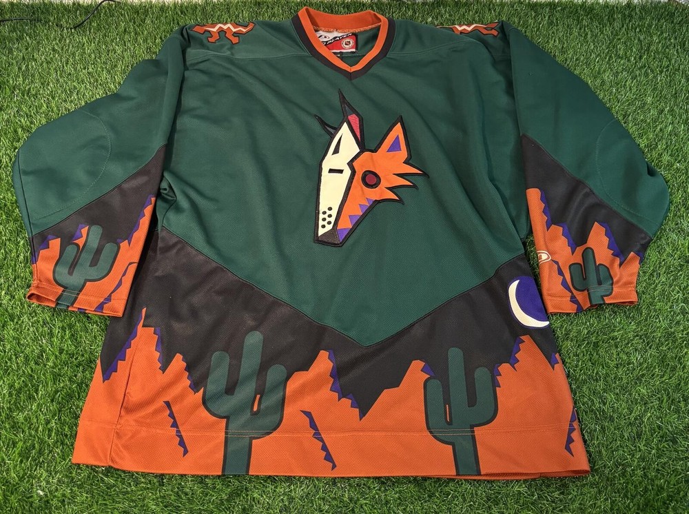 Vintage 90s Phoenix Arizona Coyotes Picasso NHL ProPlayer Hockey Jersey XL mens