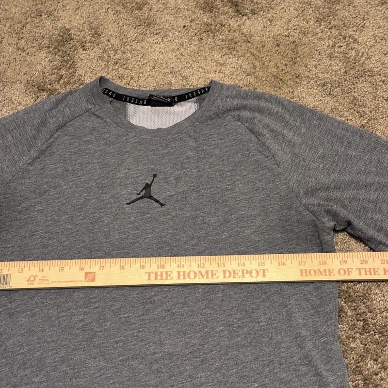 Nike Jordan Shirt Mens Medium Gray Dri Fit Short Sleeve Stretch Logo gallery