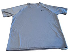 Under Armour Men’s Loose Fit Solid Gray Crew Neck Logo Breathable Tee Size XL