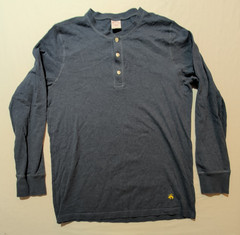 Brooks Brothers 1818 Long Sleeve Henley Shirt Mens Large Blue Classic Button