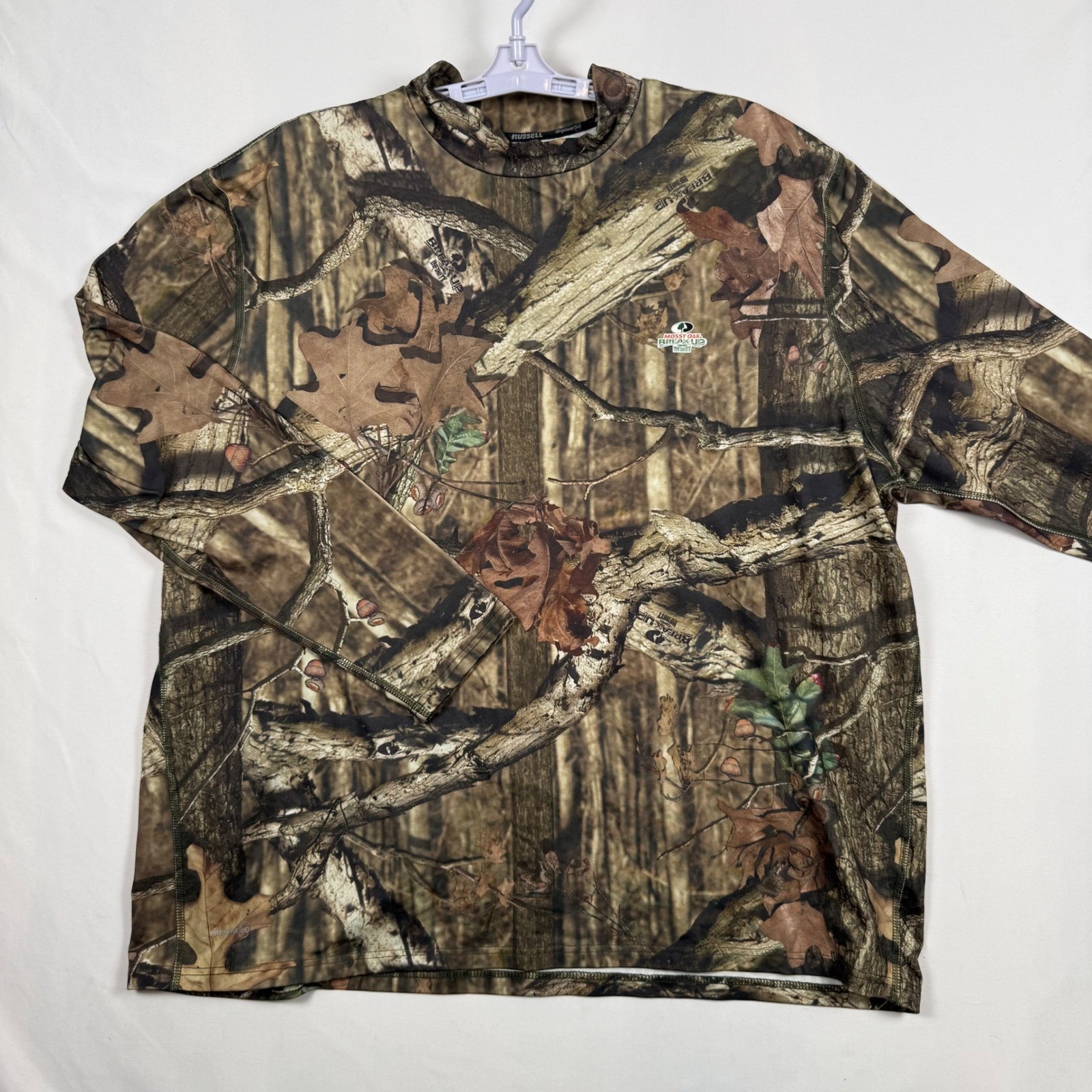 Russell Mens 3XL Mossy Oak Camo Dri-Power 360 Mock Neck Long Sleeve Shirt gallery