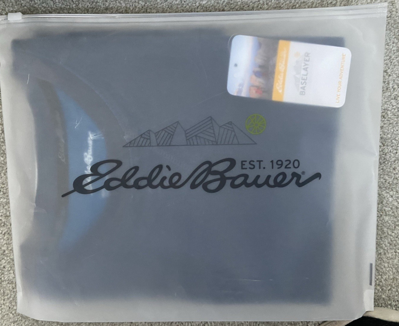 Eddie Bauer Heavyweight Doubleknit Thermal Crew Top Navy Gift Pouch Retail $40 L gallery