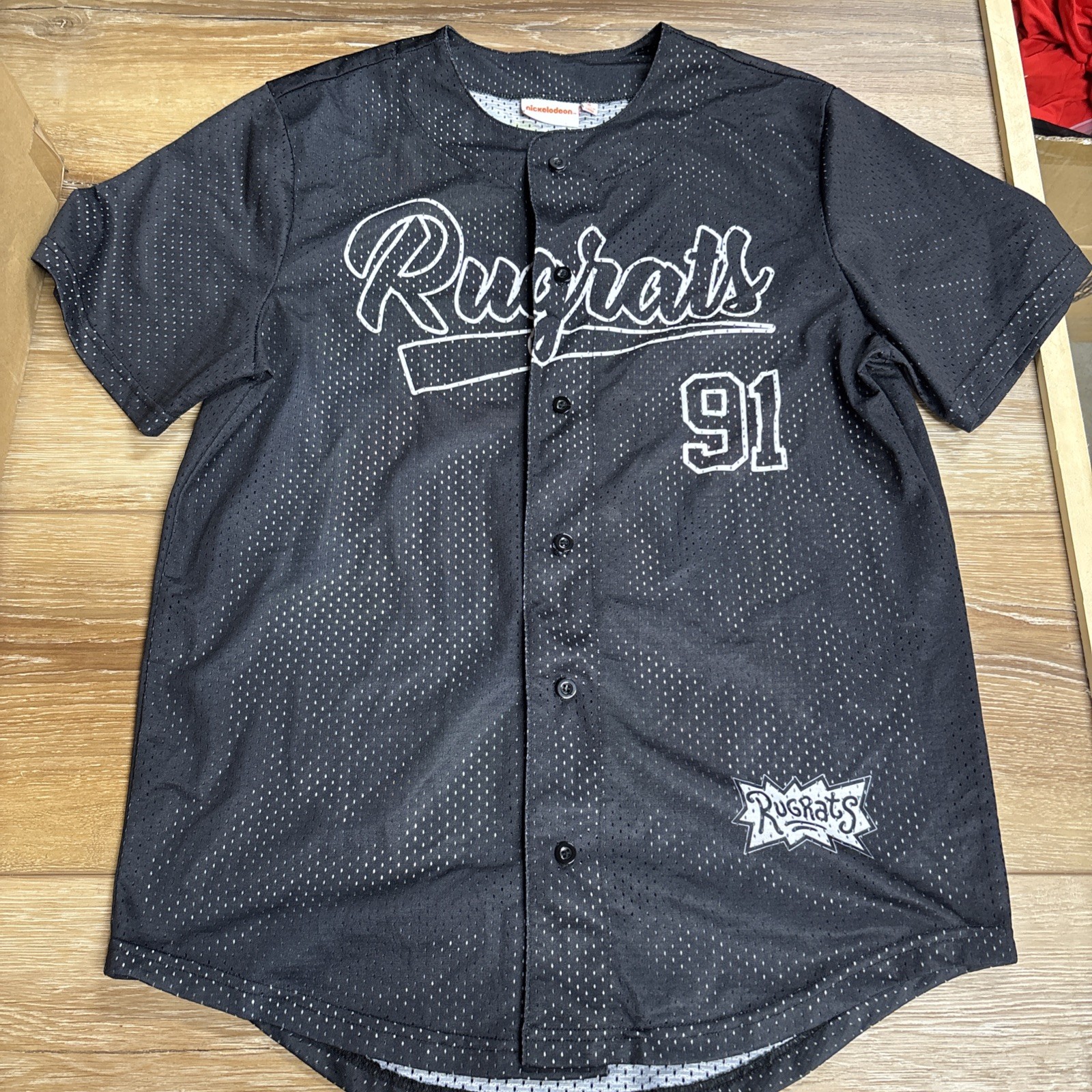 VTG Nickelodeon Rugrats 91 Black Mesh Baseball Jersey Unisex Small Back Graphic gallery