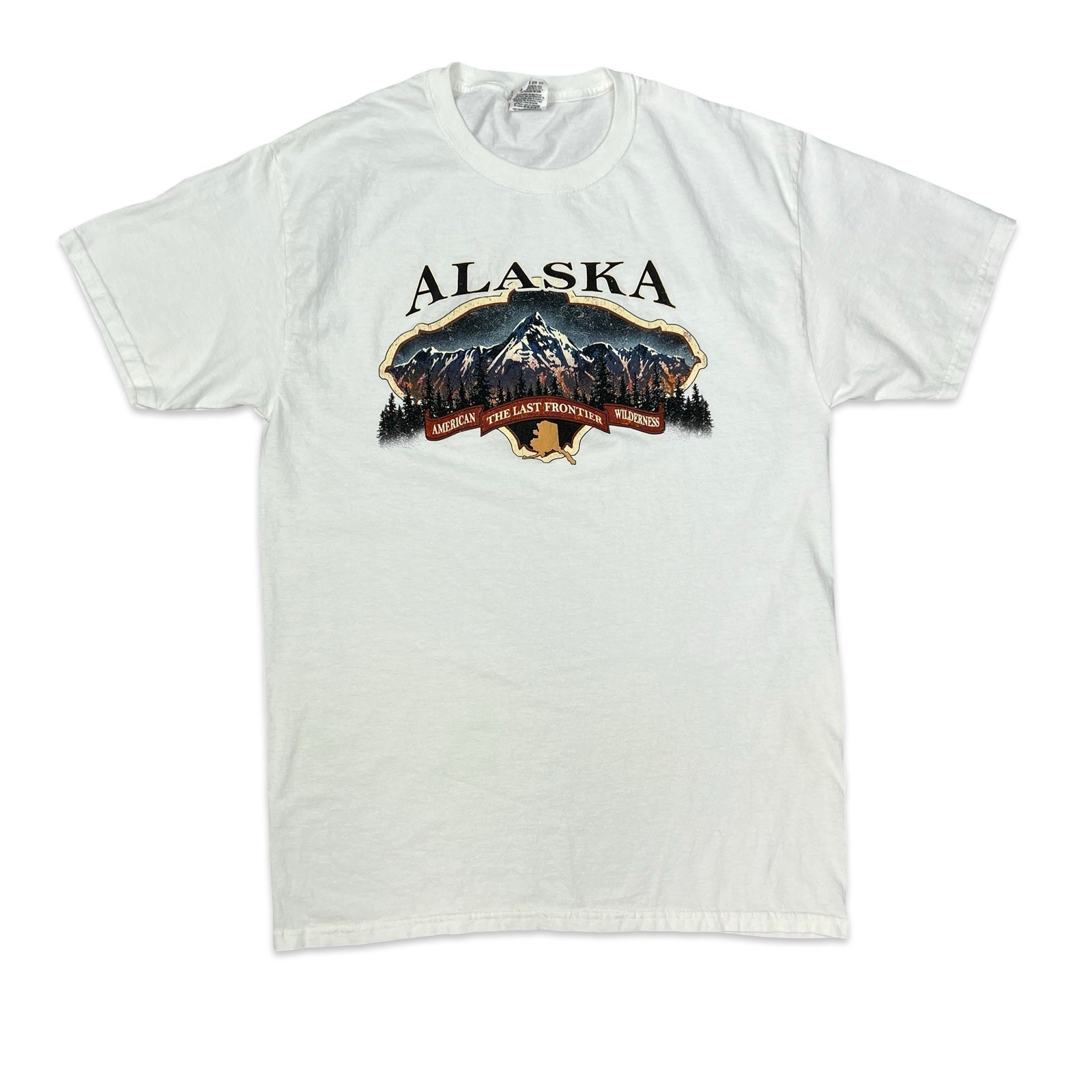 Vintage Fruit of the Loom Alaska White Graphic American T-Shirt Medium gallery