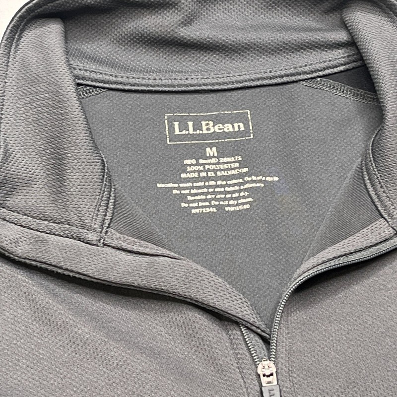 L.L.BEAN Men's Medium 1/4 Zip Pullover Gray Black Performance Hiking Shirt gallery