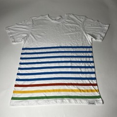Google Official Merchandise Store White Multicolor Striped T-Shirt Unisex M NWOT