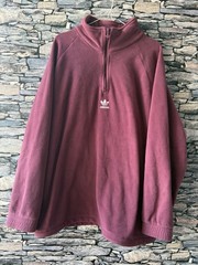 Adidas 1/4 Zip Polar Fleece Jumper Men 2XL Dark Red Thermal Centre Logo Big VGC
