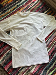 Starter White Solid Long Sleeve Crew Neck Stretch T-Shirt Logo Womens L
