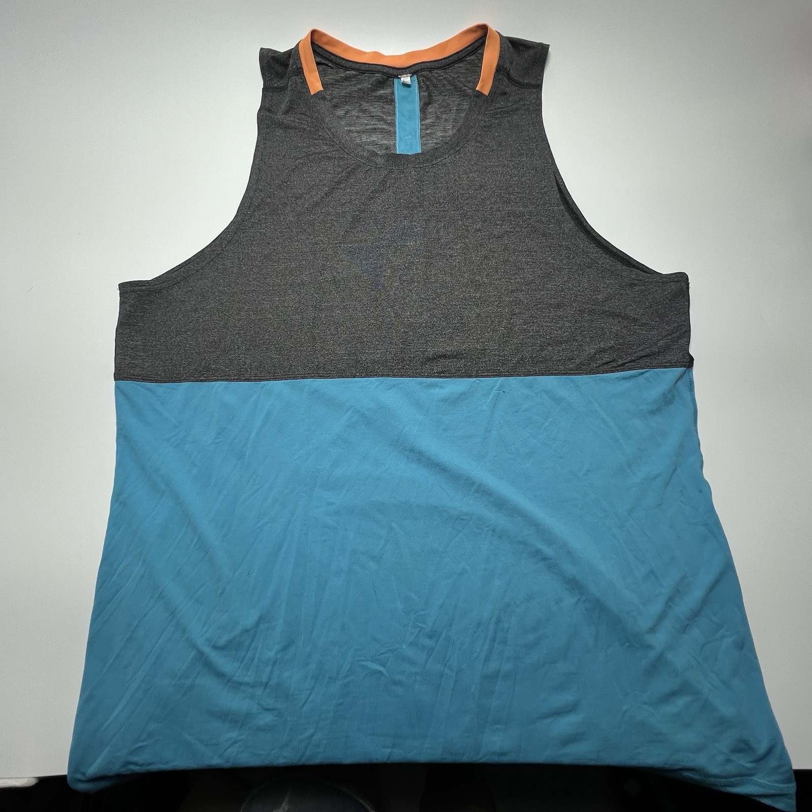 Lululemon Tank Top MEN XL Tech Sleeveless Gym Running Blue Gray Orange Shirt gallery