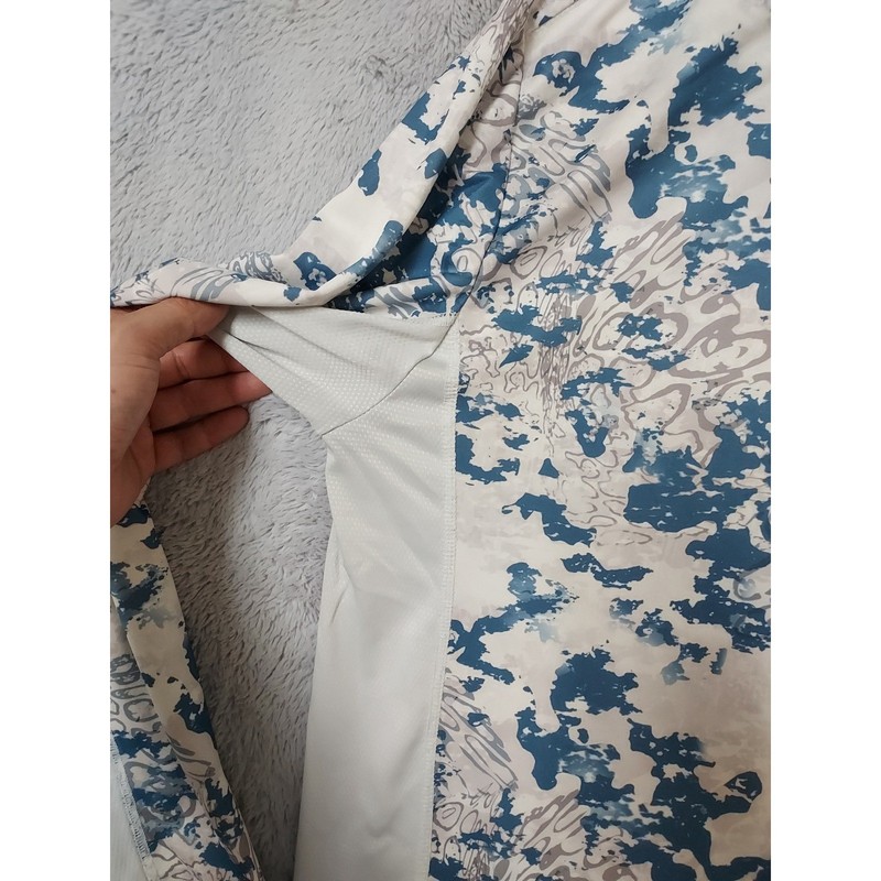 Huk Shirt Mens Large Fishing Performance Camo Long Sleeve White Blue WORN SPTOS gallery