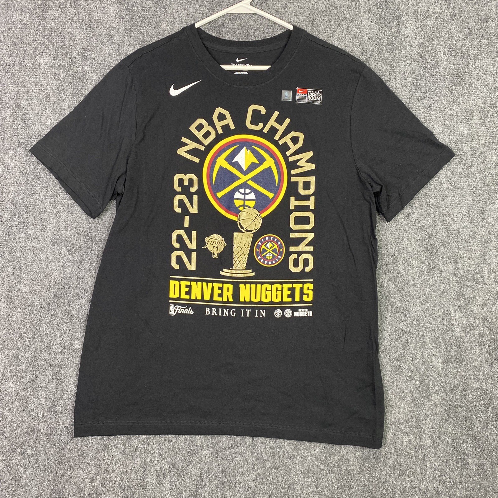 Nike Mens T Shirt Large L Black Short Sleeve NBA Champions 2022-23 Denver New gallery