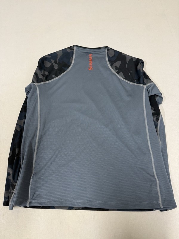 Simms Shirt Mens M Blue Hex Camo Long Sleeve Fishing UPF Quick Dry 90 gallery