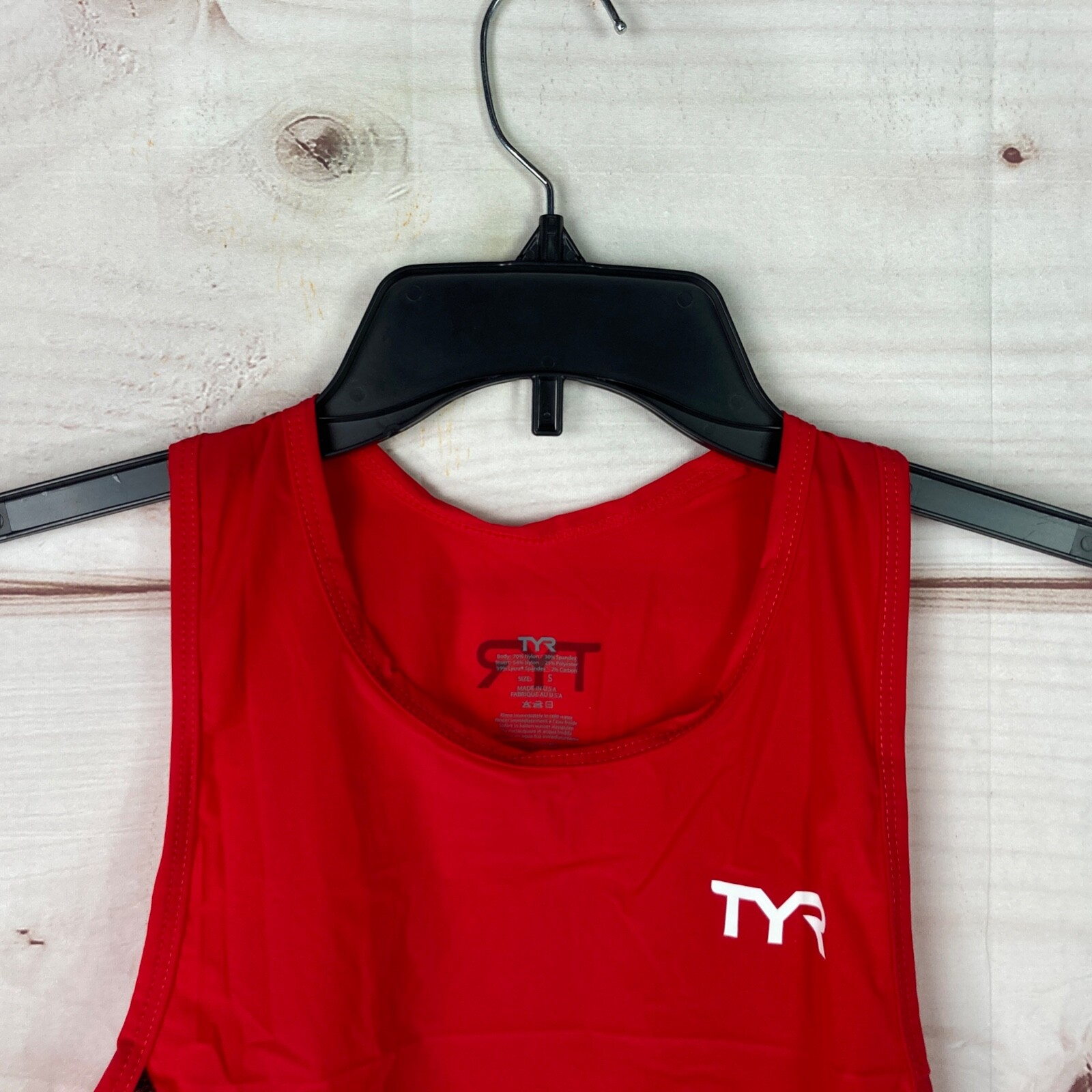 TYR Top Mens Small Red White Carbon Series Triathlon Tank Sleeveless Stretch gallery