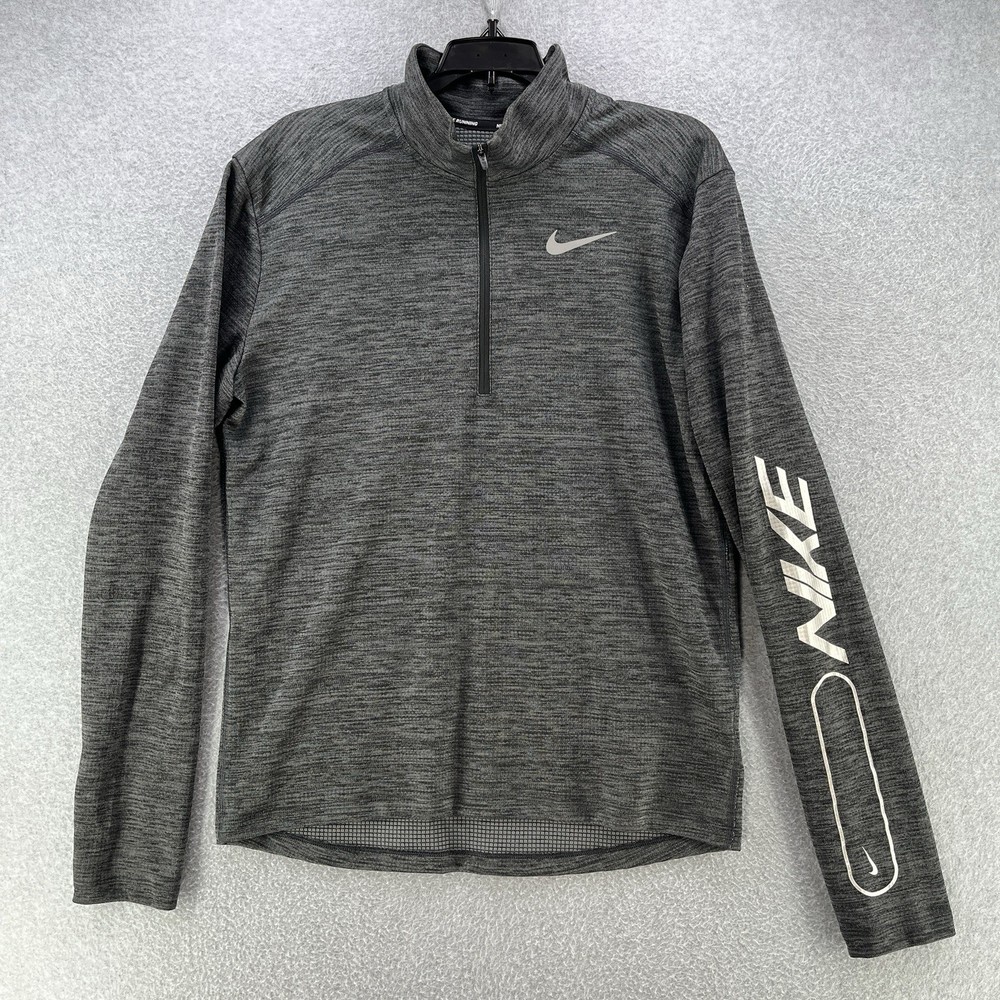 Nike Running Mens Pullover Sweater Medium M Dri-Fit 1/4 Zip Gray Activewear