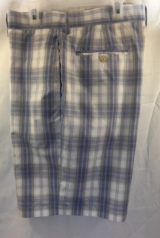 Pro Tour Mens Golf Shorts Size 36 Flat Front Blue White Khaki Plaid and Checks gallery