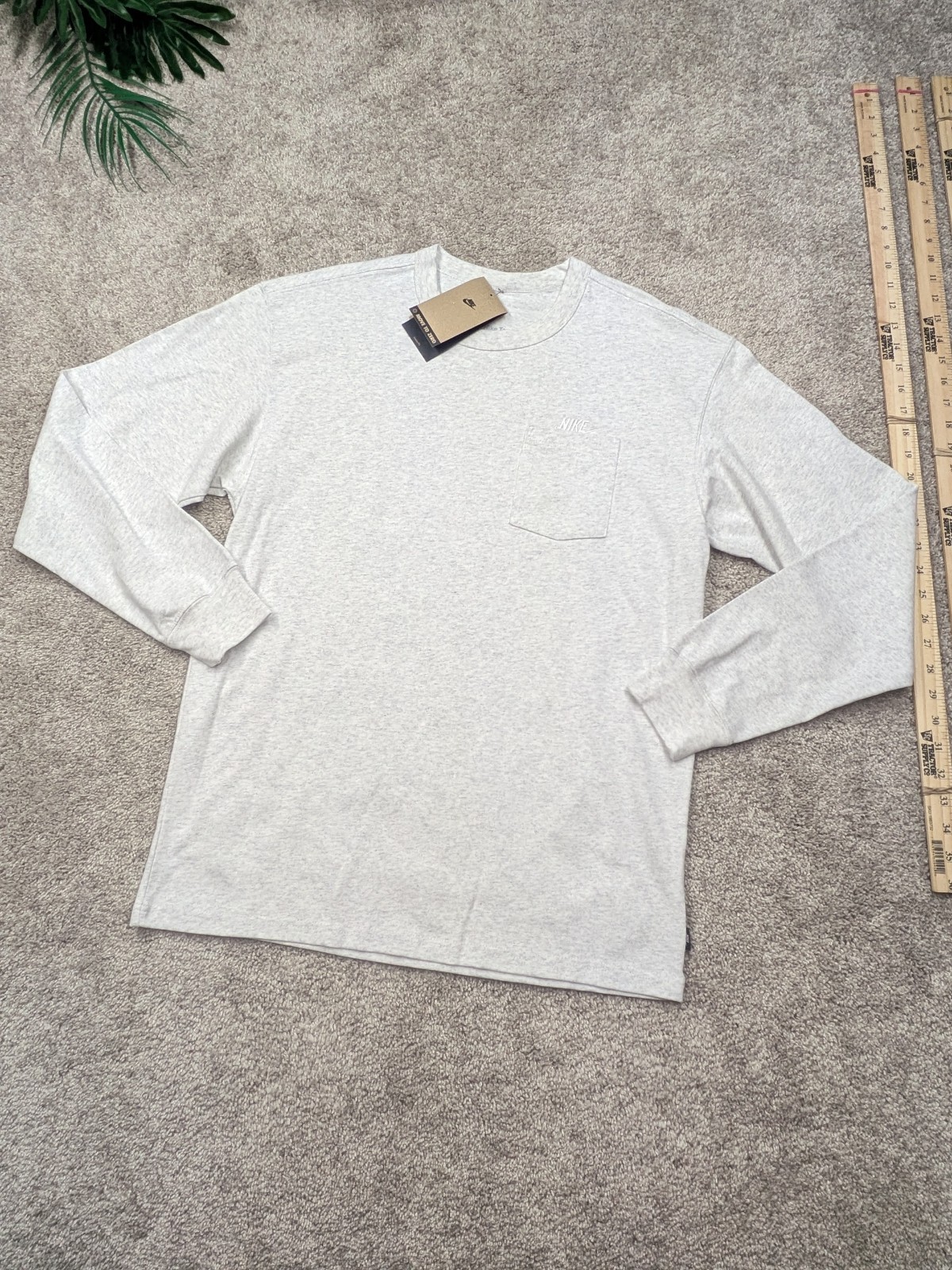 $50 Nike Move Shirt Mens S Small Gray Pocket Tee Crew Long Baggy 100% Cotton NWT gallery