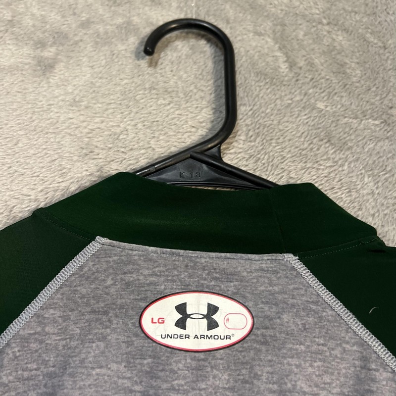 Under Armour Shirt Mens Large Gray Green Long Sleeve Mock Neck Athletic Heatgear gallery