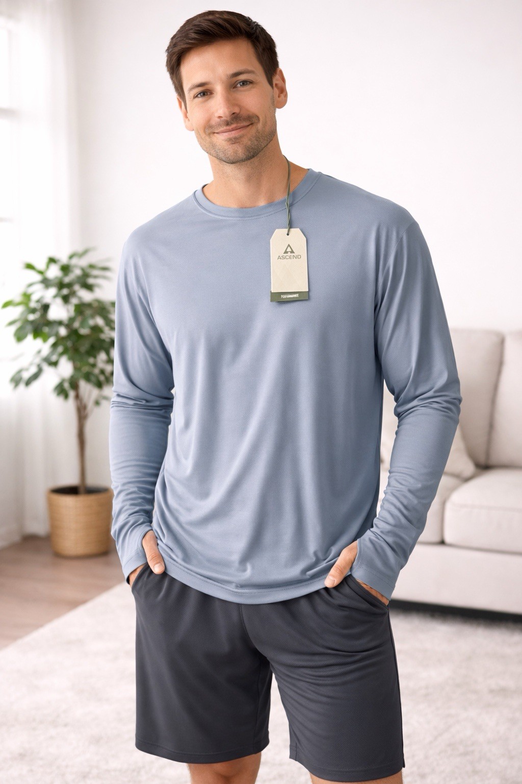 Ascend Performance Men's Blue Long Sleeve Moisture Wicking UPF 30+ T-Shirt XXL gallery