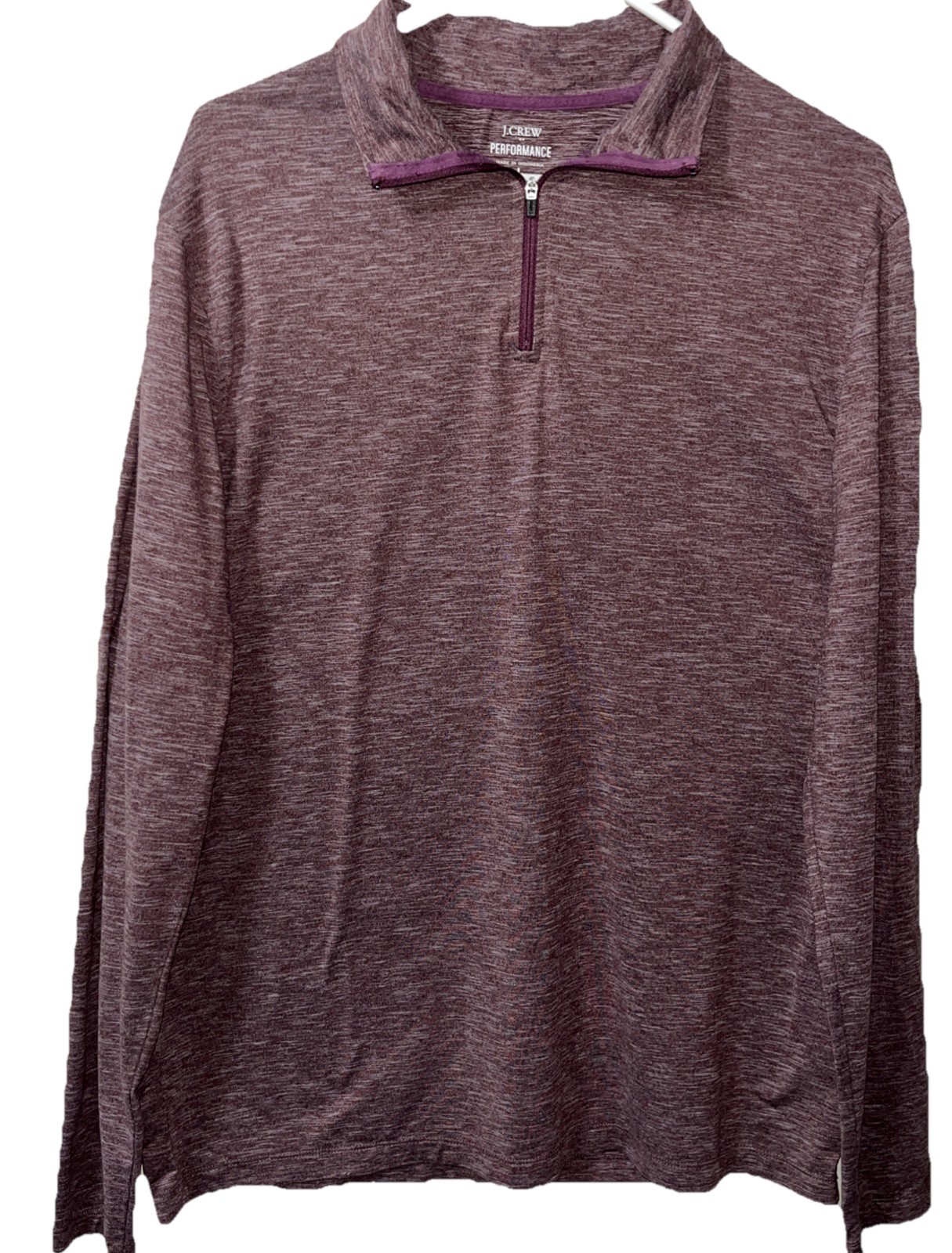 J.Crew Performance Top L Purple Quarter Zip Stretch Athletic Pullover Preppy gallery