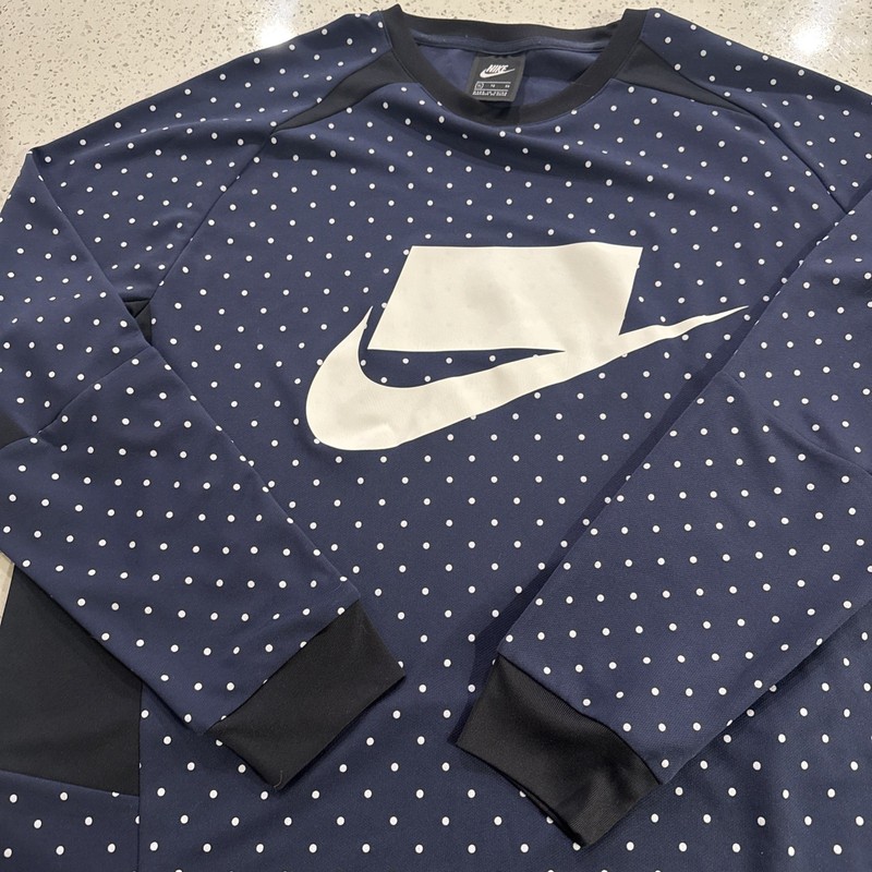 NSW LONG SLEEVE POLKA DOT Print Obsidian Blue KNIT TOP SIZE LARGE gallery