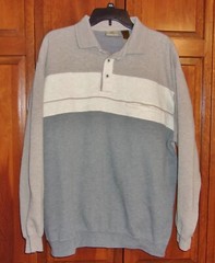 Apparel Zone Mens Pullover Shirt – Heavyweight Tan,White,Gray Striped POCKET- XL