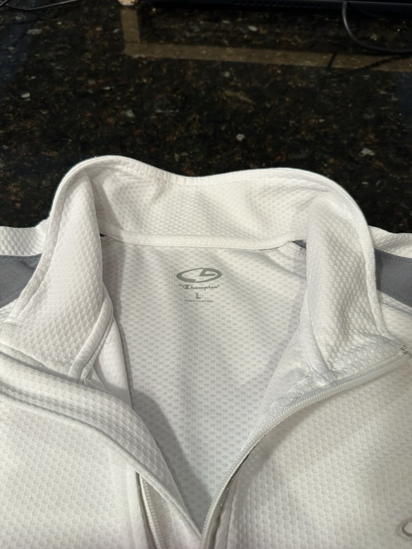 Vintage Champion Duo Dry Men's 1/4 Zip Colorblock Athletic Shirt White & Gray L gallery