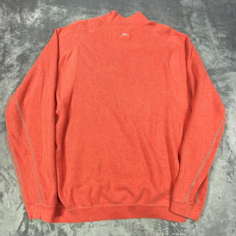 Tommy Bahama Performance Pullover Men 2XL Orange Athletic Golf Knit 1/4 Zip * gallery