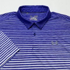 Under Armour Men’s UA Playoff Stripe Performance Golf Polo Shirt Purple White XL