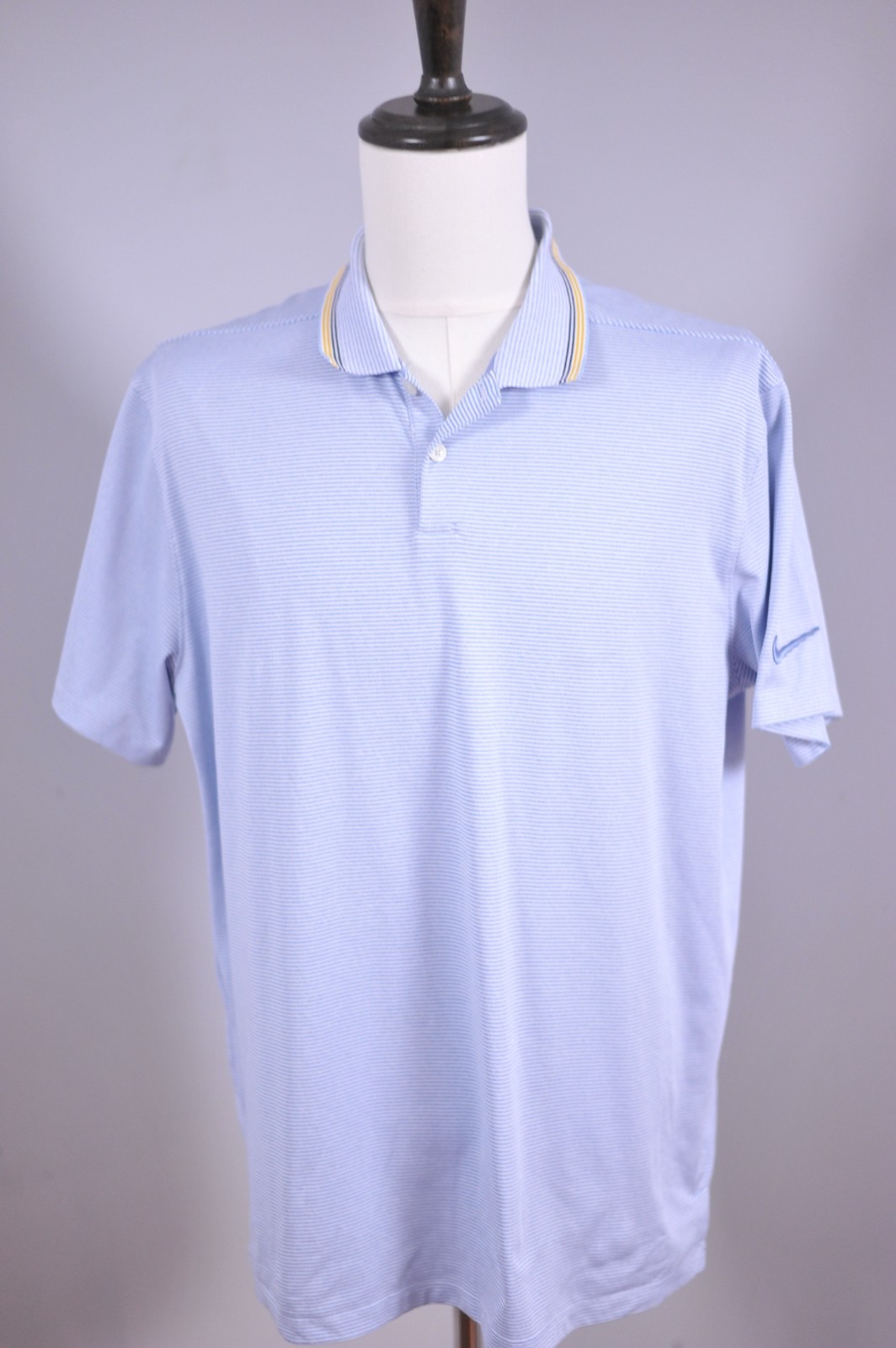 Nike Dri-Fit Vapor Performance Polo Shirt Blue Stripe Men's Large L gallery