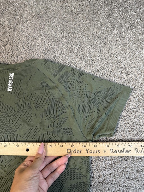 Gymshark Shirt Mens XS Green Camouflage Short Sleeve Jersey Breathable gallery