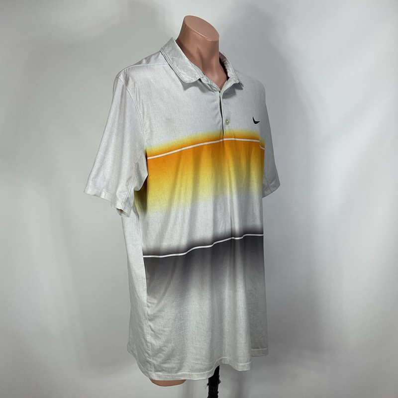 Nike Golf Polo Shirt Mens XL Neon Yellow Gray Dri-Fit Standard Fit Performance gallery