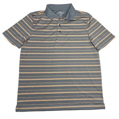 Croft and Barrow Performance Polo Men’s M Golf Short Sleeve Gray Orange Striped