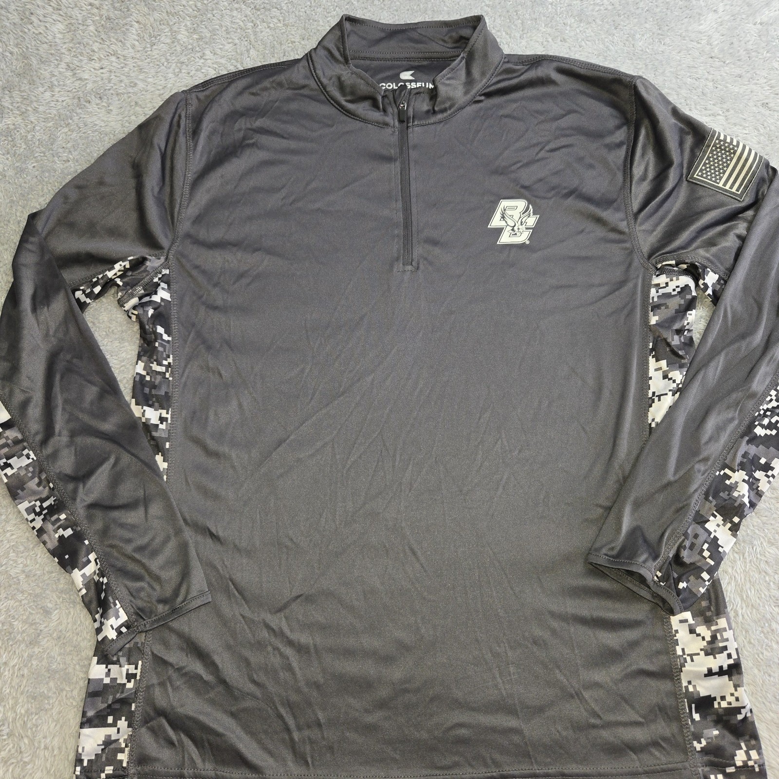 Colosseum Boston College Eagles OHT Quarter Zip Pullover Mens Large Grey Camo gallery