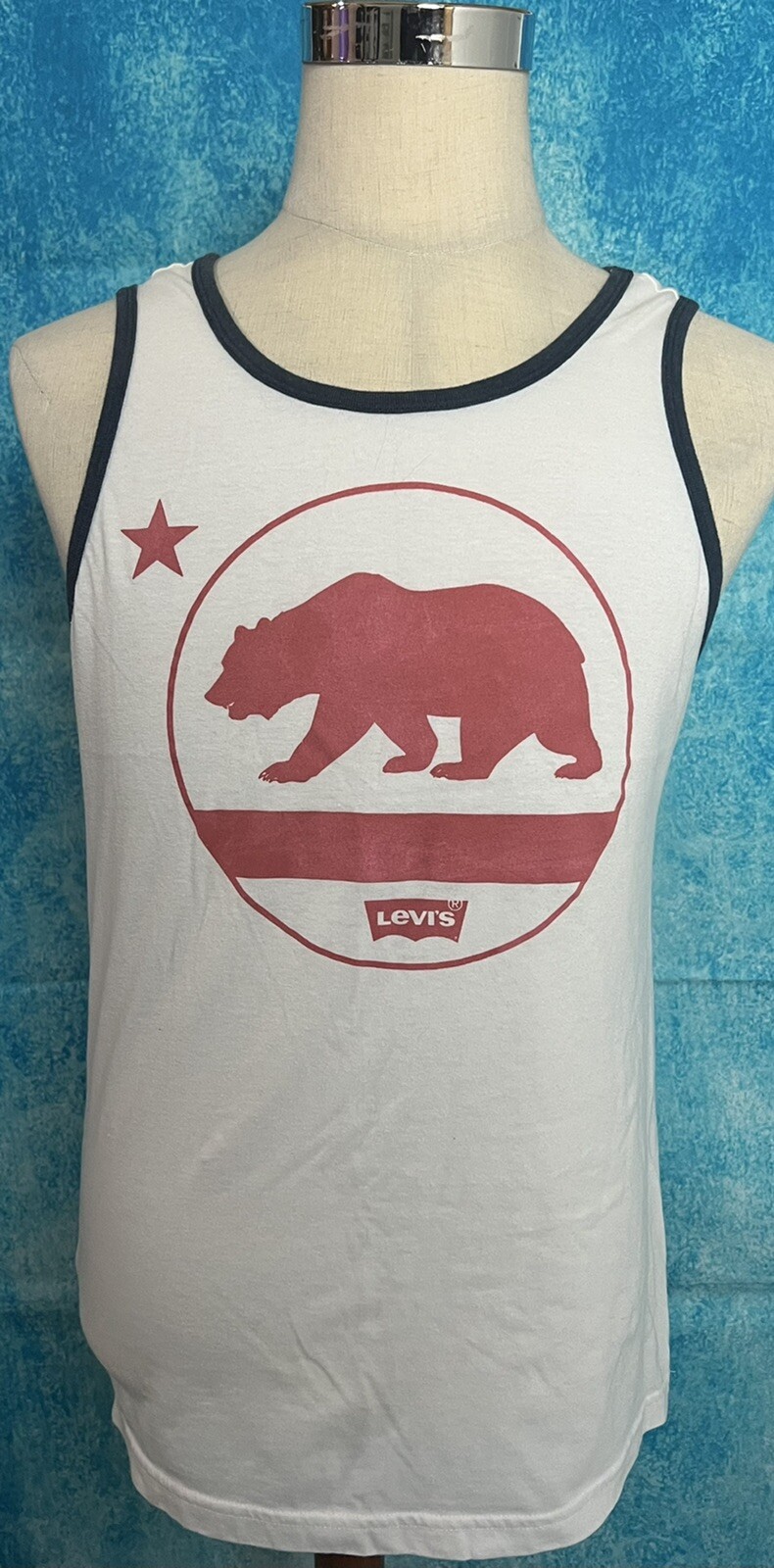 Levis Tank Top California Bear Graphic White Tank Top Sleeveless Shirt Medium gallery