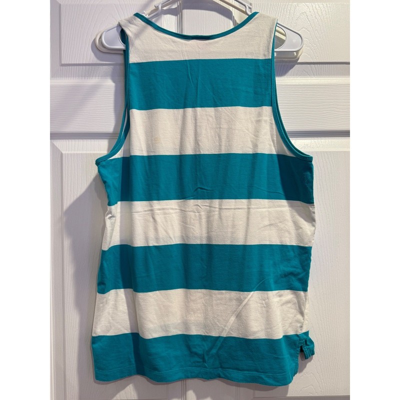 Vintage Red Tag Nike Tank Top Teal White Stripe Logo Sleeveless Mens Size L gallery